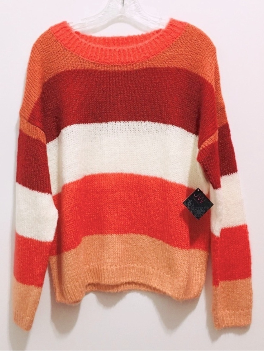 NWT JW Style Women’s Big Striped Knit Pullover Sweater
